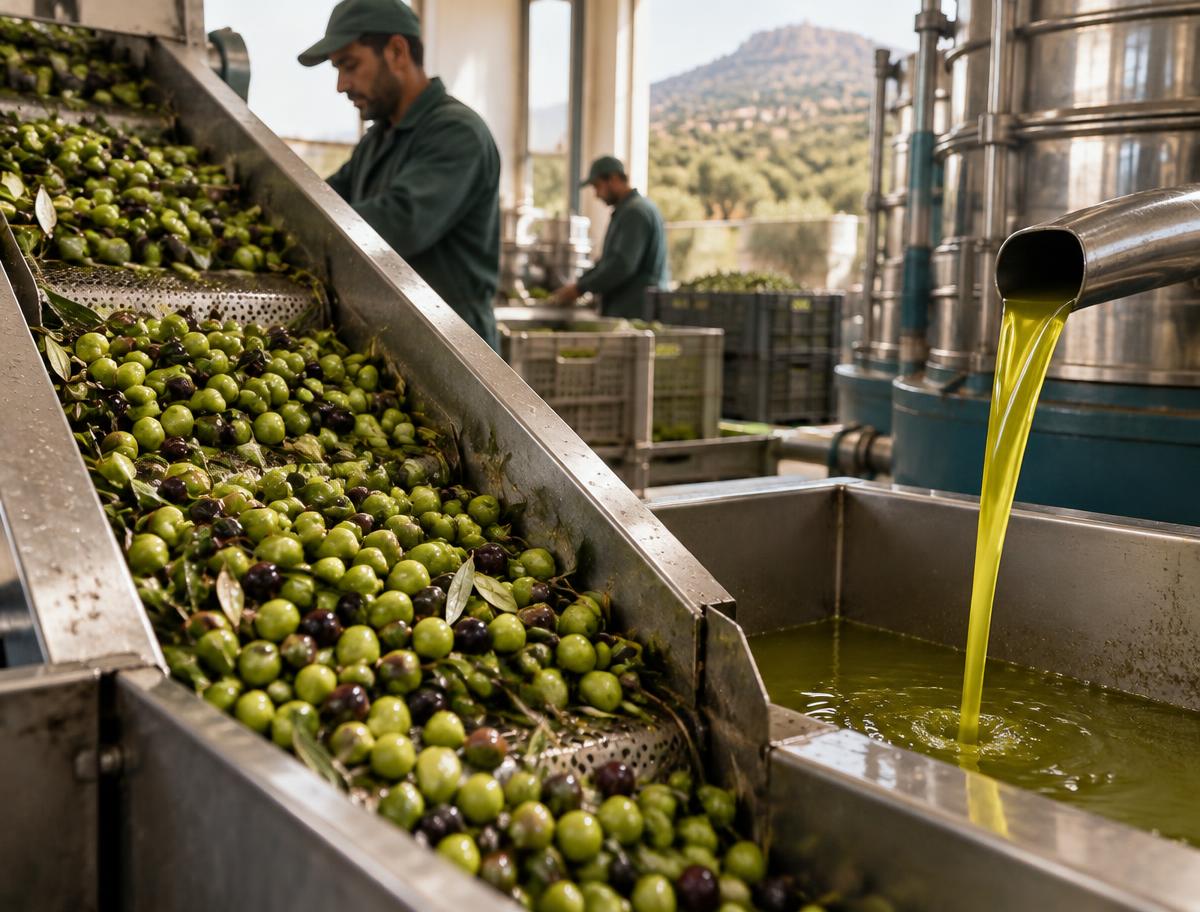 Fresh olives entering the Naba Oil extraction mill